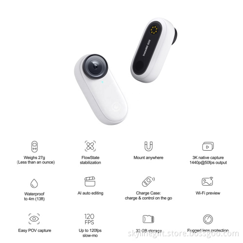 Sports Camera IPX8 4M Waterproof FlowState Stabilization Action Sport Camera Insta360 Go 2 Tiny Mighty Action Camera